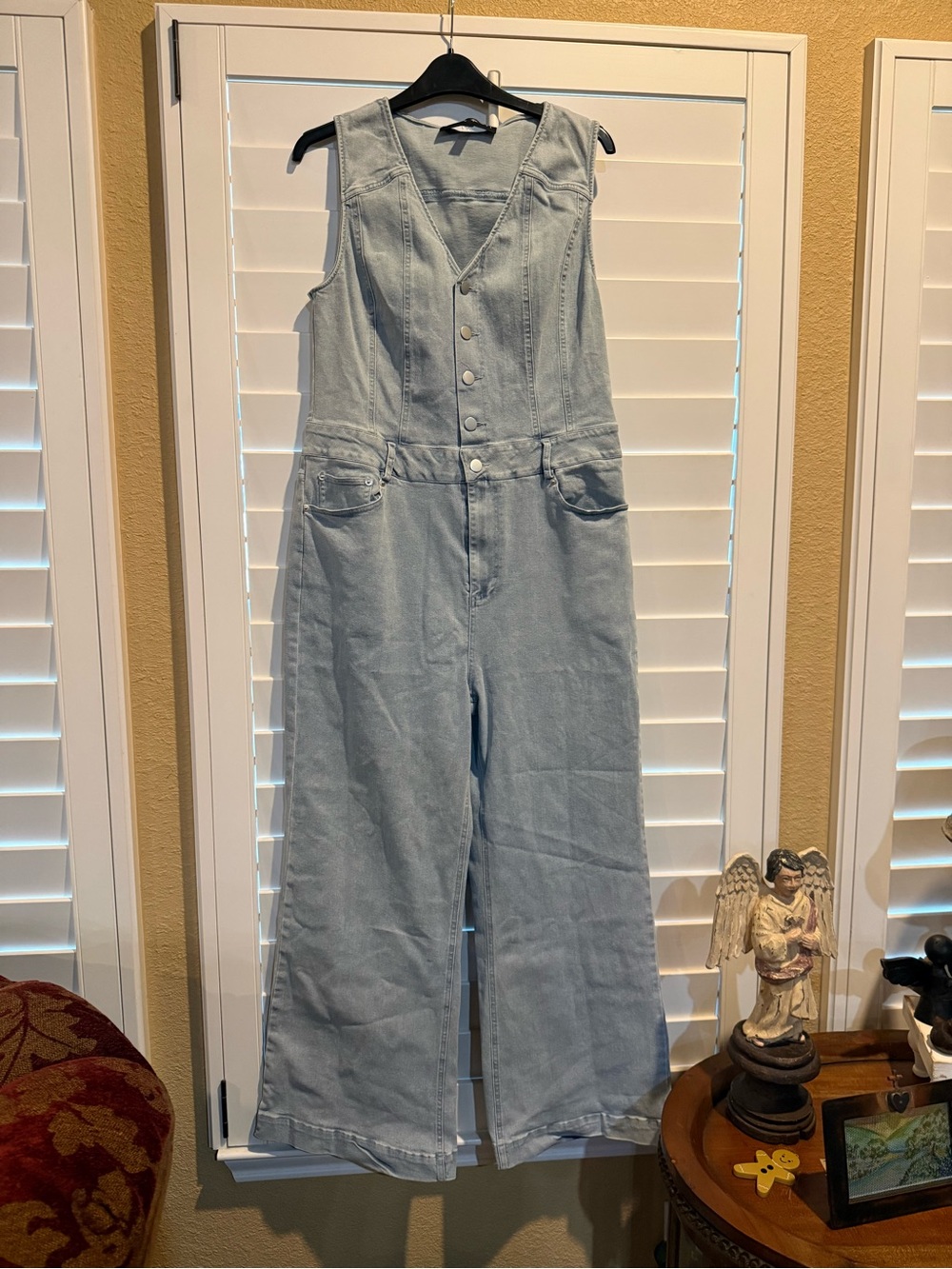 white birch Light Wash Denim Overalls Jumpsuit